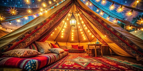 Stunning Bokeh Effect of Tent Ceiling View for Captivating Outdoor Experiences