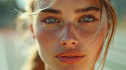 Fototapeta premium Woman with running track, white background, athletic pursuit