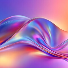 Fototapeta premium Abstract fluid iridescent holographic neon curved wave in motion colorful background 3d render. Gradient design element for backgrounds, banners, wallpapers, posters and covers, generative ai