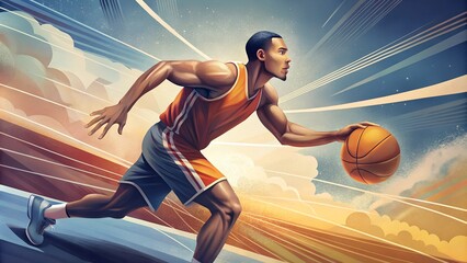 Naklejka premium A man player in a game of basketball