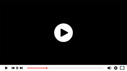 Video player interface with controls. The player window frame. Vector illustration