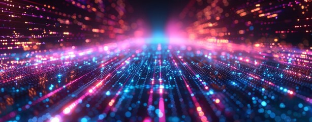 Naklejka premium Futuristic hi-tech background. Cyberspace data transferring. Bokeh effect. Big data concept.