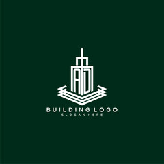 AD initial monogram real estate logo with building style design