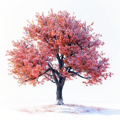 Fototapeta premium Vibrant Tree with Pink Leaves in Winter Landscape