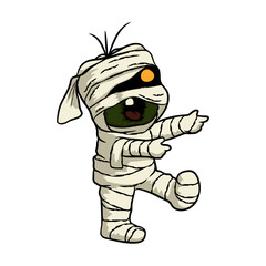 cartoon halloween day Mummy walks
