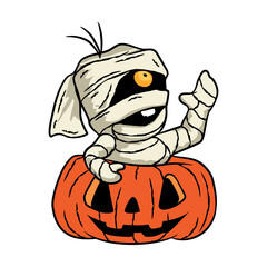 halloween mummy and pumpkin