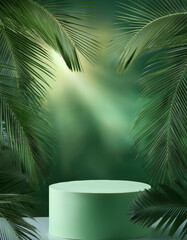 Obraz premium Green Podium in Tropical Forest for Tranquil Product Presentation