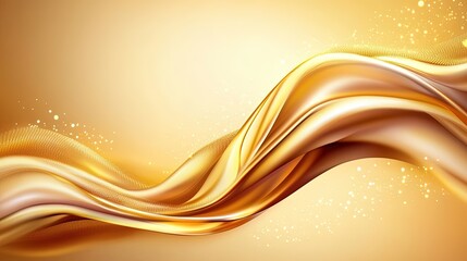 Obraz premium Luxurious Golden Silk Waves Background with Soft Gradient and Flowing Curves, Perfect for High-End Fashion and Décor.