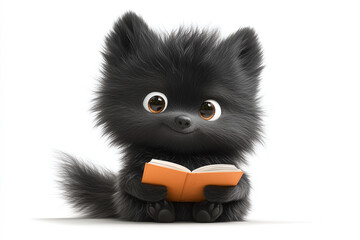 Obraz premium Cute Schipperke: A Schipperke sitting with its small, fox-like appearance and a confident look against a white background.
