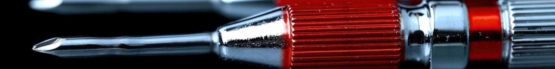 Obraz premium Metal tool screwdriver. Set of tools for repair. Iron screwdriver with rubber handle.