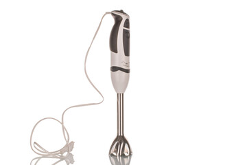 One electric mixer, macro, isolated on white background.