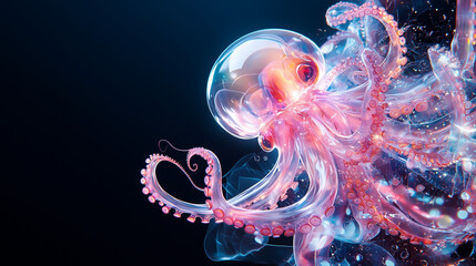 Glowing Octopus: A Surreal Underwater 3D Render