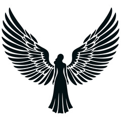 Black Colour Woman Angel Silhouette