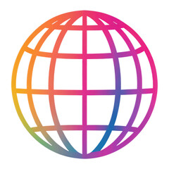 PNG Colorful globe icon on a transparent background.