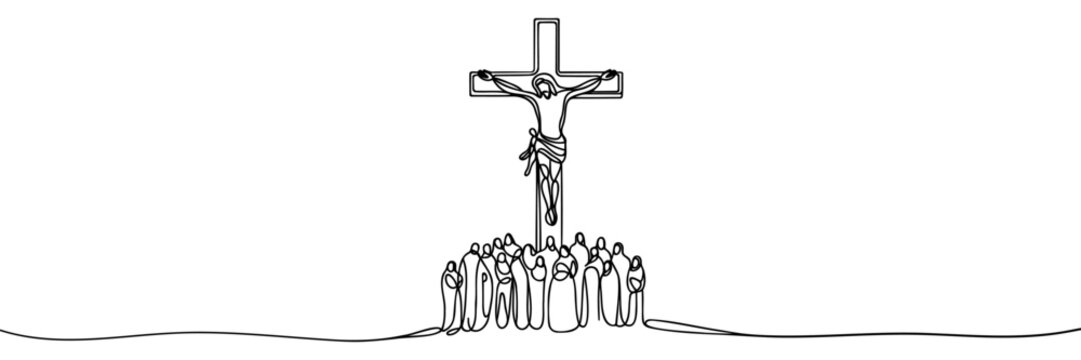 recommend clip art: continuous line of Jesus christ.one line drawing of the Lord Jesus being overtaken .line art of the event of the crucifixion of Jesus Christ
