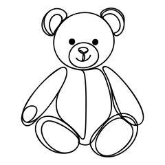 Single continuous line drawing lovely teddy bear toy. 