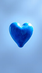 blue heart isolated on transparent background isolated with white highlights, png