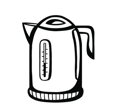 recommend clip art: Electric kettle. Modern electric tea kettle or teakettle with hot boiling water. Vector illustration
