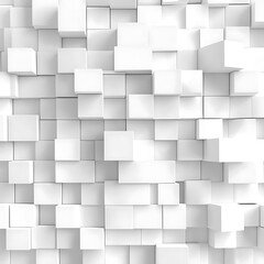 A textured arrangement of white cubes in varying sizes, creating a 3D abstract pattern.