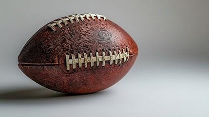 Obraz premium an american football resting on a smooth pristine white background highlighting its texture and design in a minimalist composition