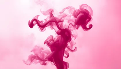 Puffs dark smoke on pink colorful backdrop, abstract background. Passion and love concept, erotic pheromone perfume, dancing paint cloud, sensual and sexy isolated with white highlights, png © Sergey