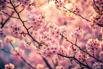 Obraz premium Stunning Sakura Blossom Silhouette Wallpaper for Spring Decor