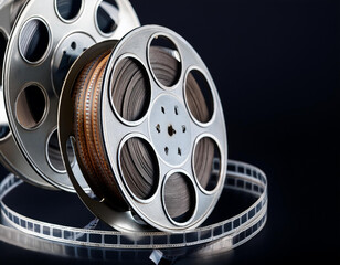 Bobina de cine vintage sobre fondo negro