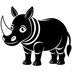 Silhouette Vector rhino cartoon isolated on white