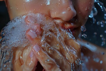 Fototapeta premium Realistic image of a person practicing good hygiene by washing hands high-definition clarity
