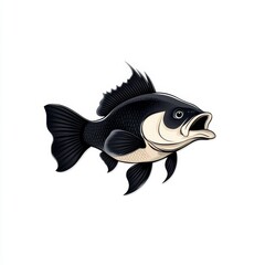 Blackchin tilapia fish clipart, freshwater species, retro comic book style, bold outlines, isolated on white background.