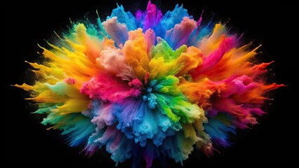 Fisheye acrylic rainbow colors ink blot in water abstract black background