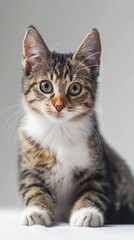 Obraz premium Cat on white background, 4K hyperrealistic photo