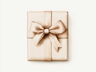 Gift box with ribbon, white isolated background.