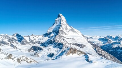 Majestic Isolated Mountain Peak Under Clear Blue Sky