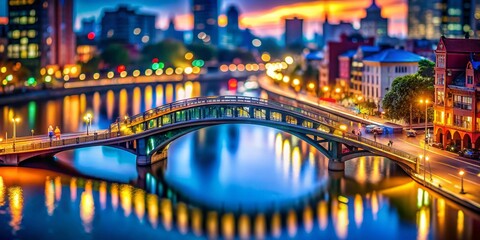 Obraz premium Stunning Tilt-Shift Photography of a City Bridge for Urban Landscapes