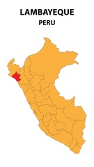 Lambayeque Map is highlighted on the Peru map with detailed state and region outlines.