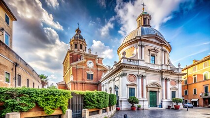 Obraz premium Stunning View of the Church of Saint Agnes Outside the Walls in Rome, Italy with Scenic Surroundings