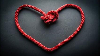 Fisheye Red Rope Heart Shape Dark Background