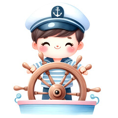 Cute Sailor Clipart, Sailor Boy Clipart, Lighthouse Clipart, Dolphin Clipart, Ocean Clipart, Mariner, baby shower clipart, Watercolor Clipart 