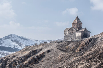 Morning on Lake Sevan in Armenia and Monastery
