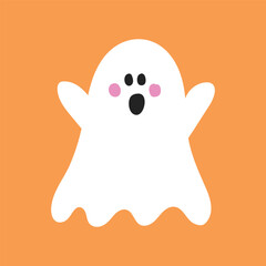Cute Halloween ghost. Hand drawn character. Vector illustration