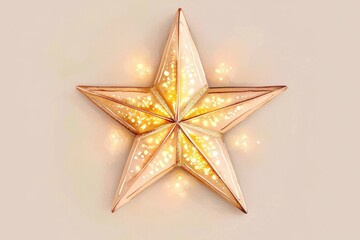 Obraz premium Illuminated star shape, white isolate background