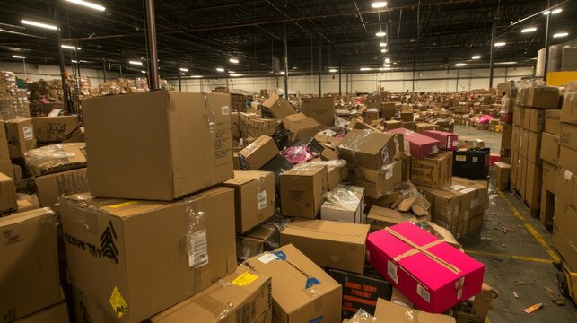 Warehouse of Deception: Extensive Display of Counterfeit Goods under Dramatic Cinematic Lighting