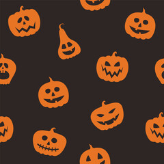 Background with funny pumpkin lanterns. Halloween seamless pattern. Vector