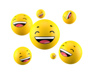 3d smile emoticon icon on white background
