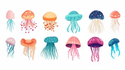 Beautiful jellyfish closeup view. Artistic illustration