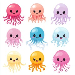 Cute cartoon character of jellyfish