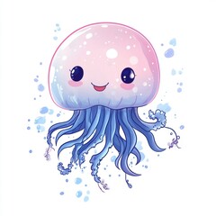 Obraz premium Cute cartoon character of jellyfish