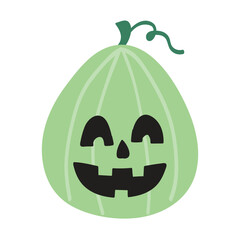 Cute pumpkin lantern. Halloween icon. Vector illustration