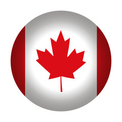 Round Canadian flag icon, vector illustration. Canada flag button isolated on a transparent or white background.